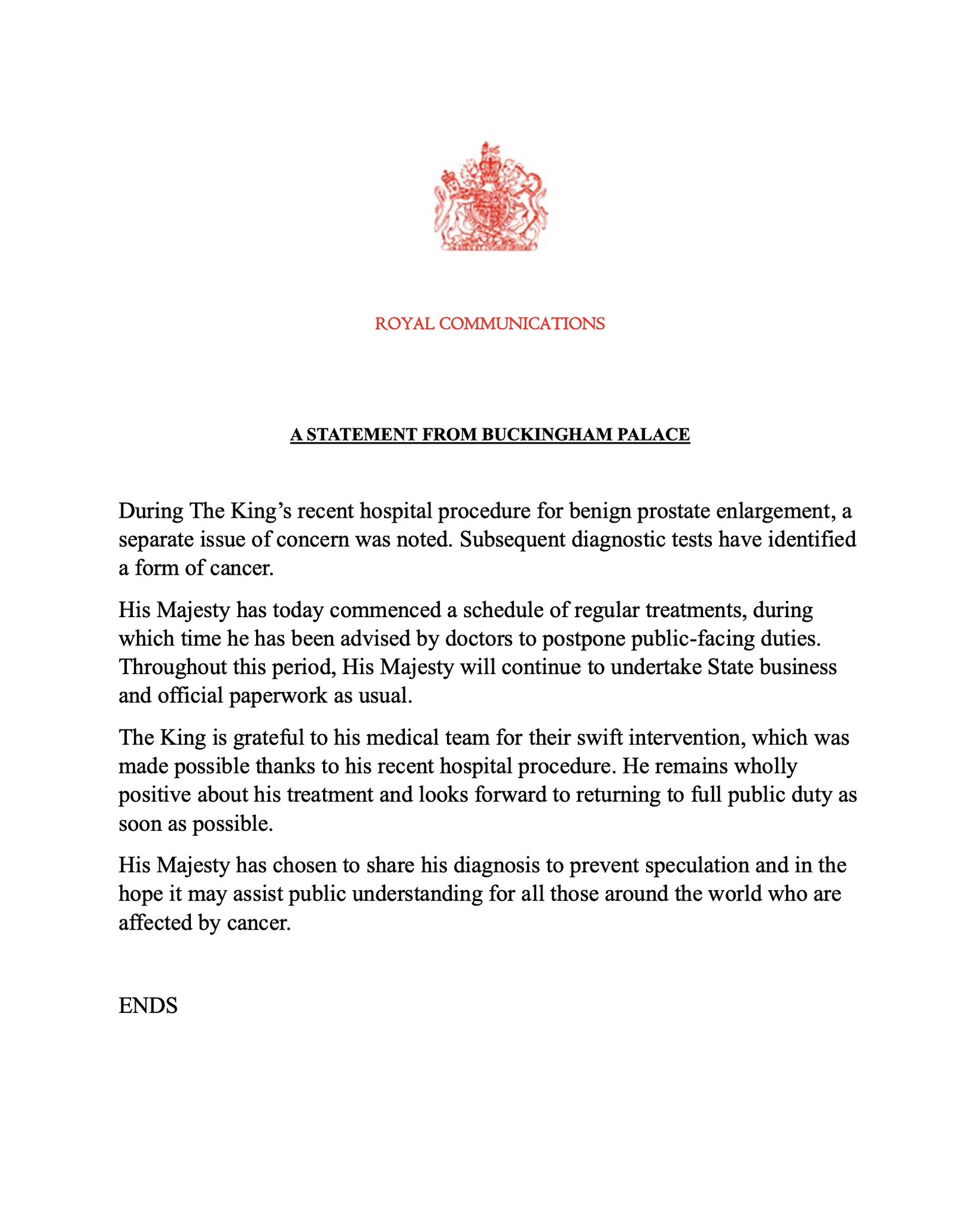King Charles III Diagnosed with Cancer