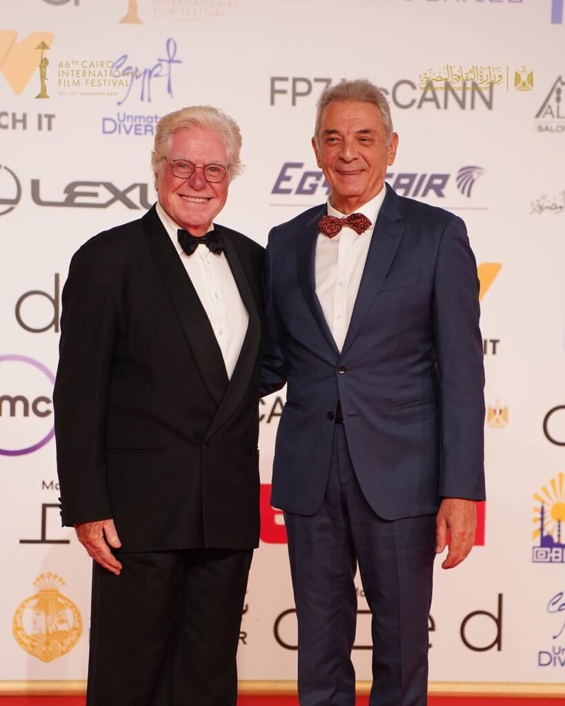 الفنان محمود حميدة مع حسين فهمي مهرجان القاهرة
