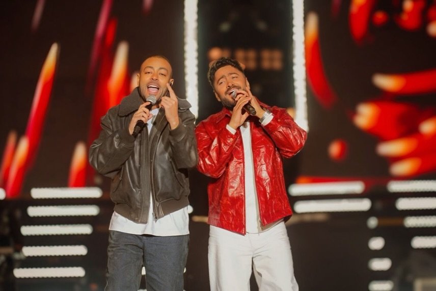 تامر حسني وتامر عاشور في ديو غنائي بالعاصمة الإدارية بالقاهرة.