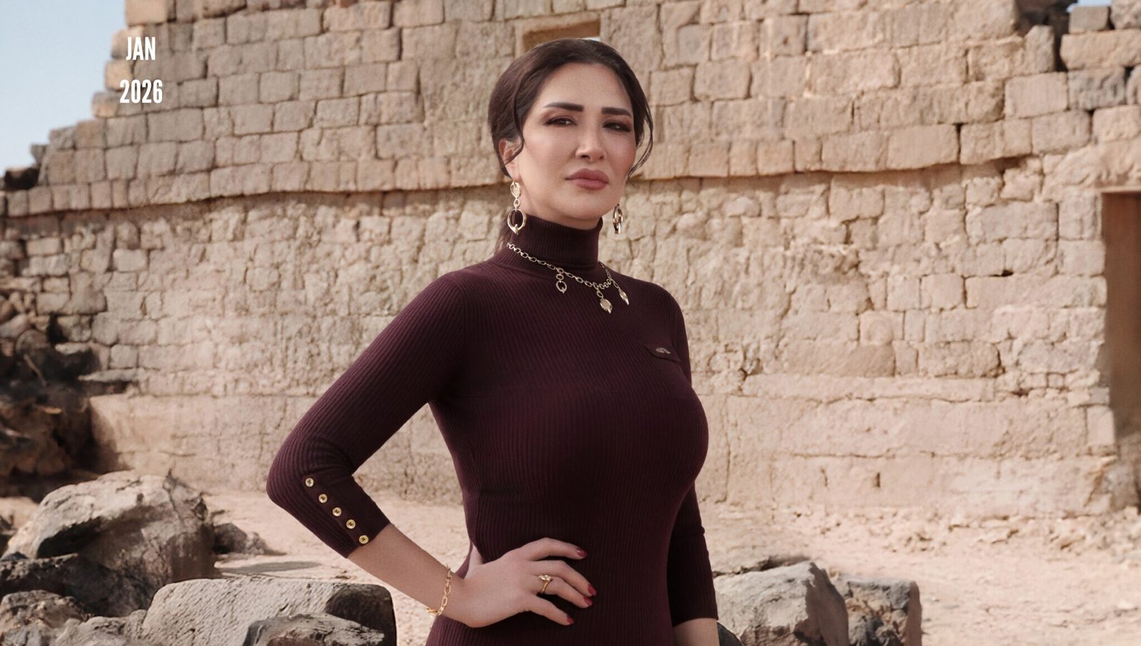 Zain Awad in The Rebirth Issue: Soul Arabia January 2026 at Umm El Jimal