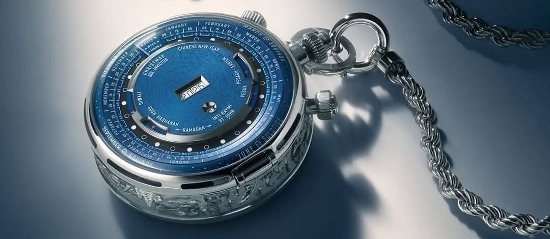 Audemars Piguet 150 Heritage platinum pocket watch with blue enamel dial