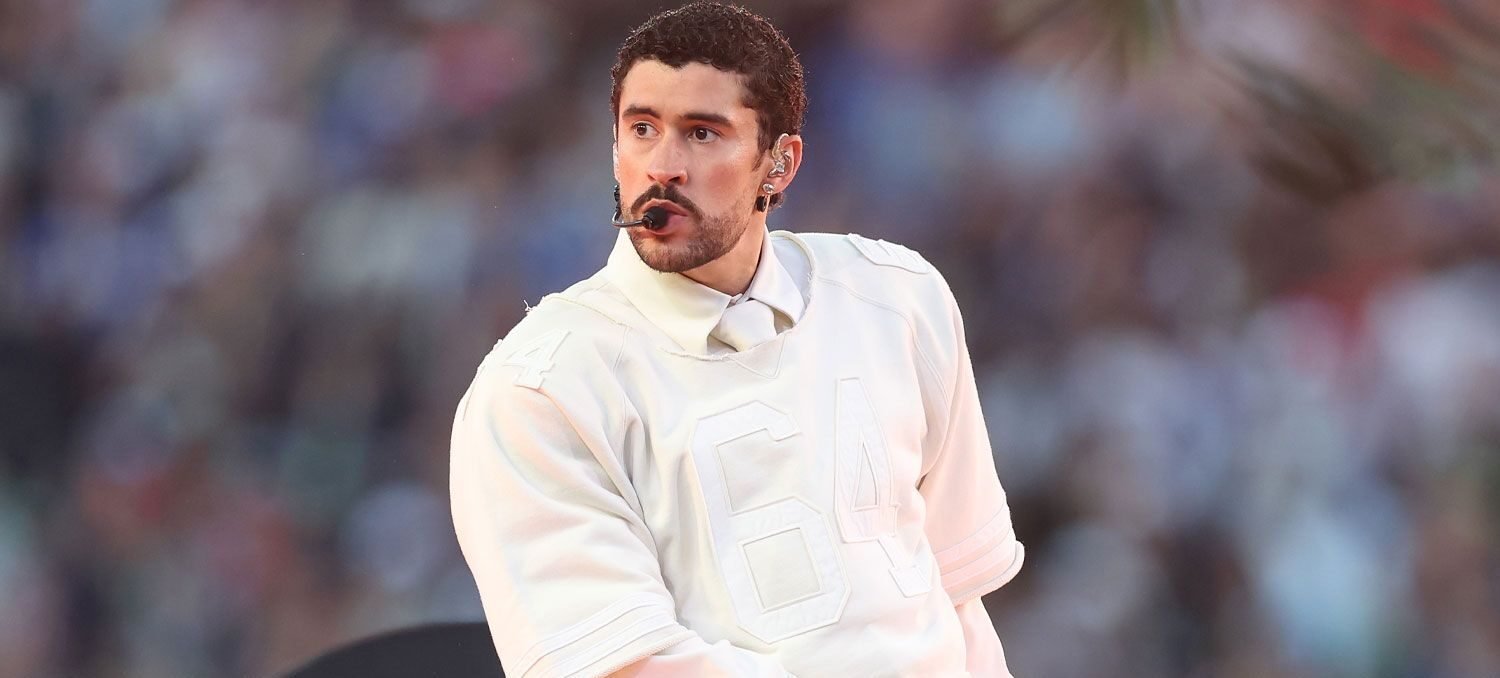 Bad Bunny performing at Super Bowl LX halftime show